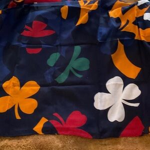 NWT CHANEL HUGE SCARF 52”x61” navy cotton multi color design CC shamrocks PAREO